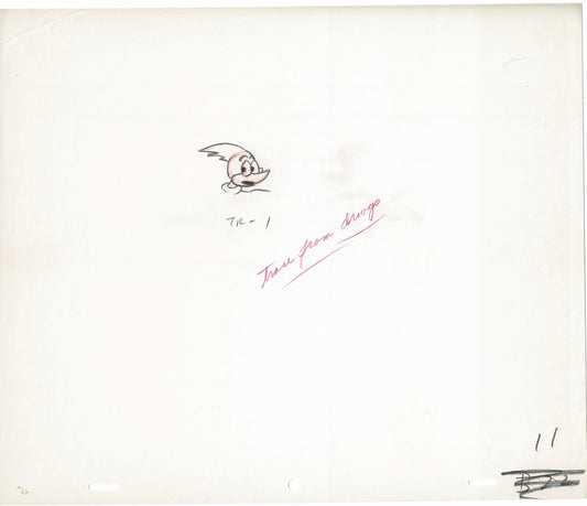 Woody Woodpecker Walter Lantz Vintage Production Animation Cel Drawing B012