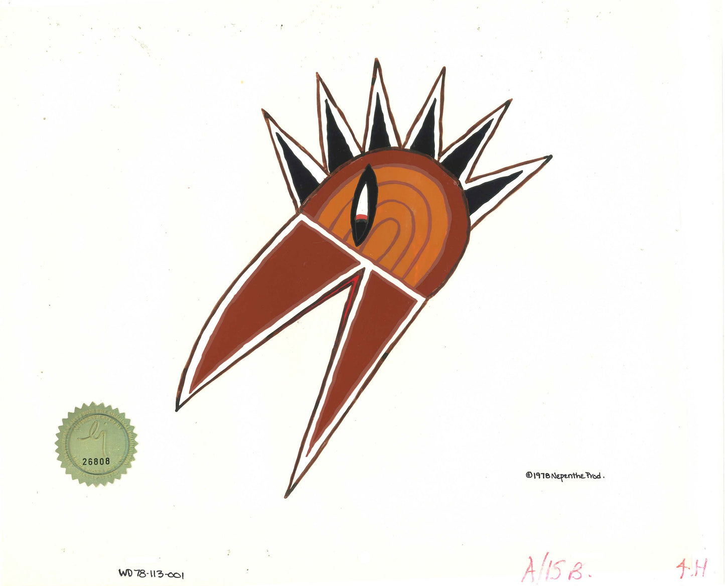 Watership Down Opening Fable El-ahrairah 1978 Production Animation Cel with LJE Seal and COA 113-001 of an Animal