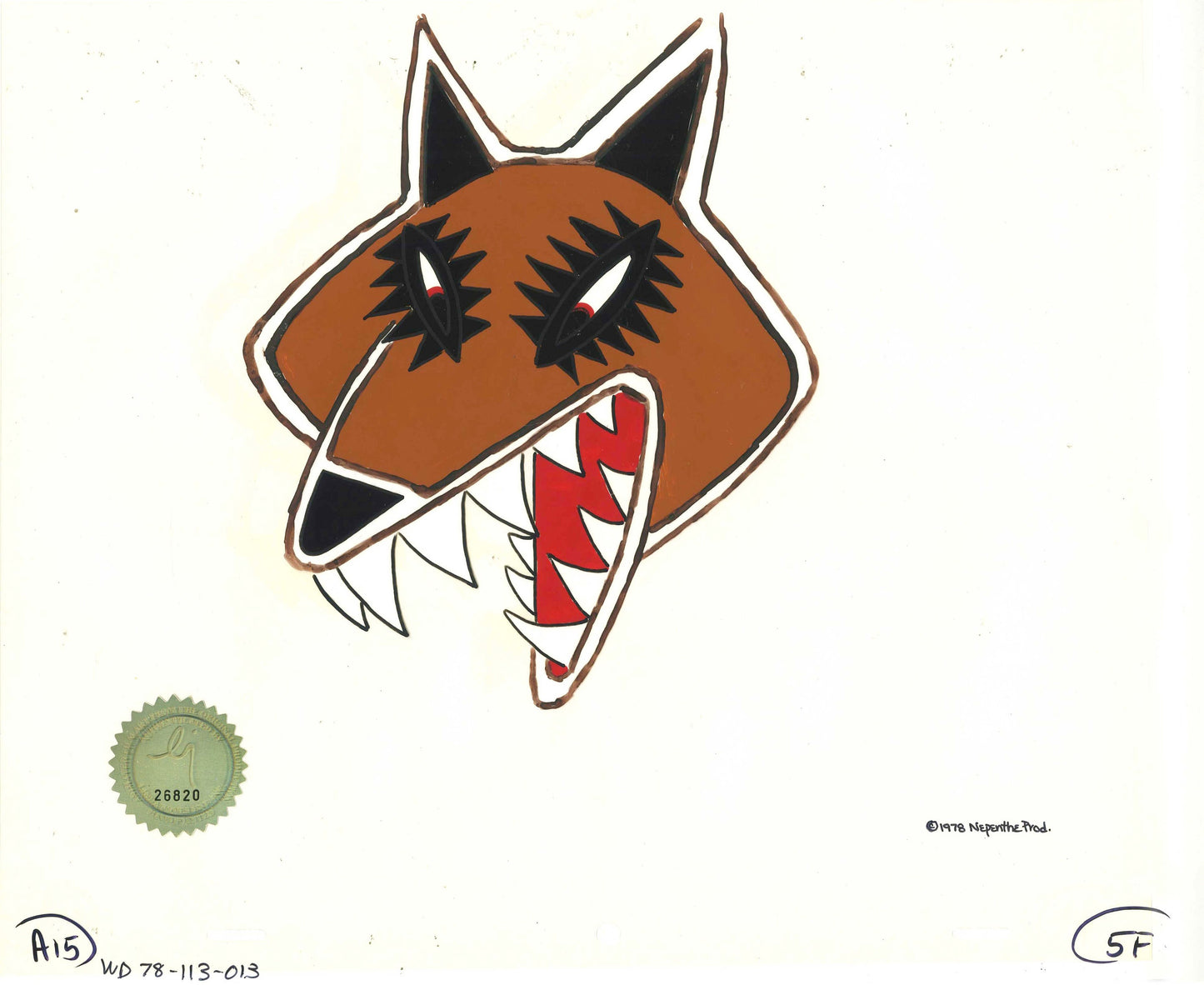 Watership Down Opening Fable El-ahrairah 1978 Production Animation Cel with LJE Seal and COA 113-013 of an Animal