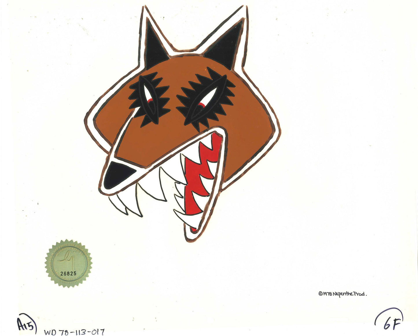 Watership Down Opening Fable El-ahrairah 1978 Production Animation Cel with LJE Seal and COA 113-017 of an Animal