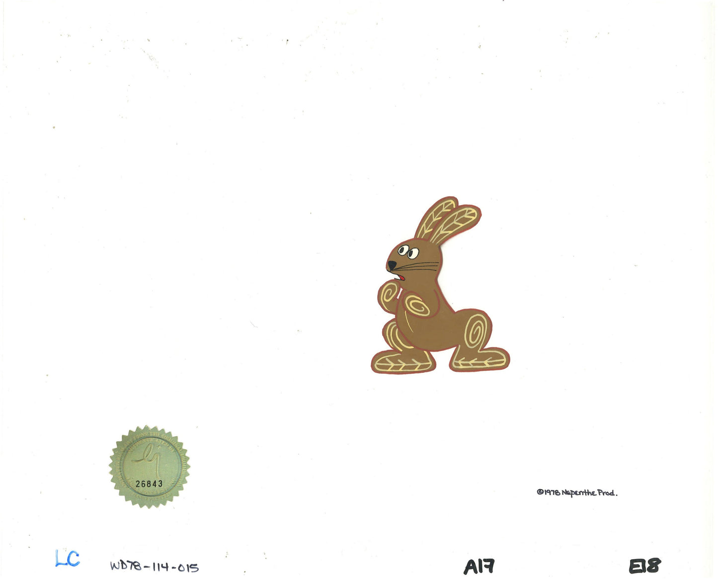 Watership Down Opening Fable El-ahrairah 1978 Production Animation Cel with LJE Seal and COA 114-015