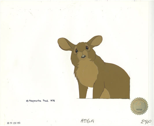 Watership Down 1978 Production Animation Cel of Pipkin with LJE Seal and COA 058-006