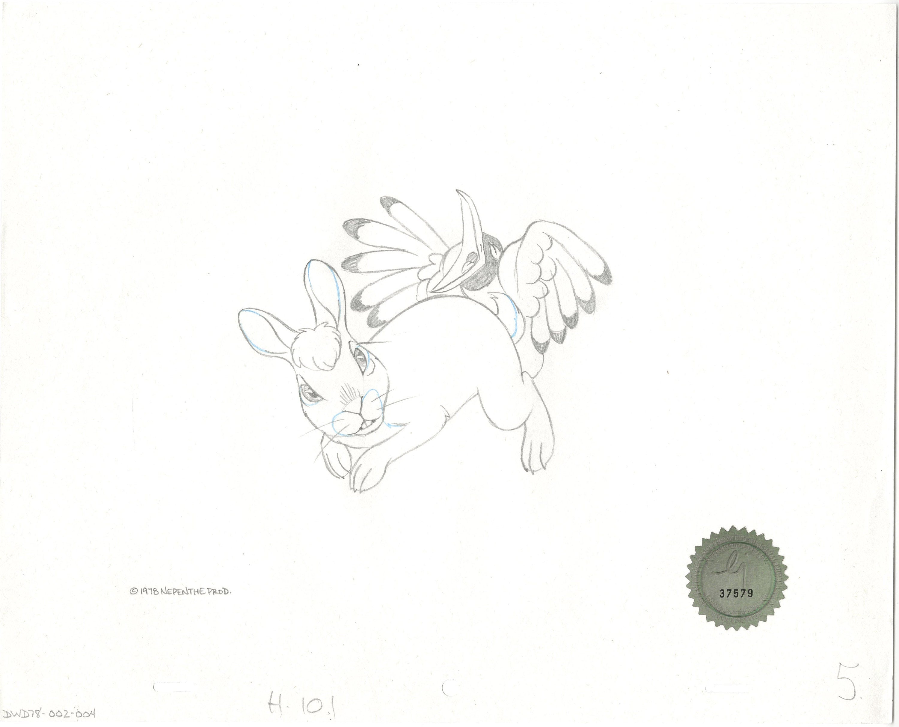 Watership Down 1978 Production Animation Cel Drawing Of Bigwig And Keh ...