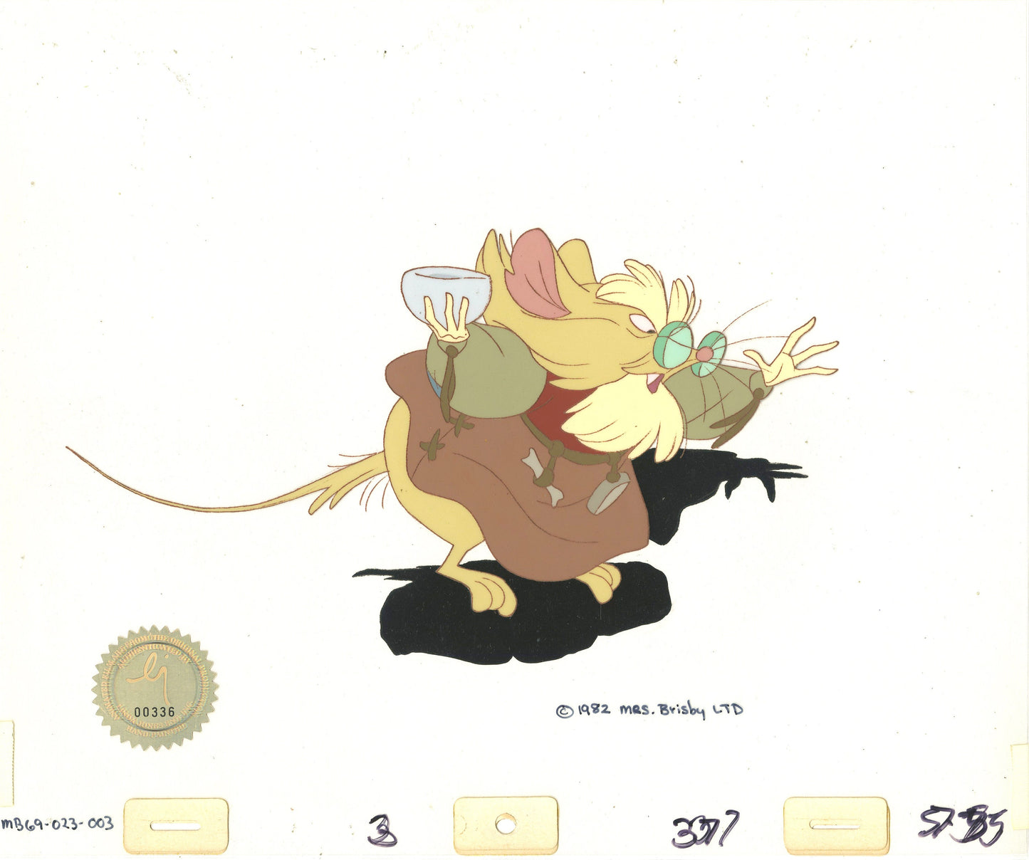 Don Bluth Secret of NIMH Mr Ages 1982 Original Production Animation Cel Used to make the cartoon 023-003