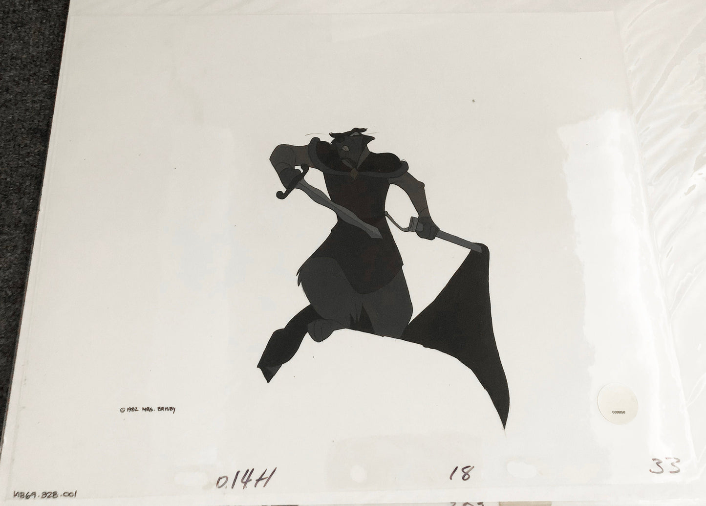 Don Bluth Secret of NIMH Jenner 1982 Original Production Animation Cel Used to make the cartoon 328-001