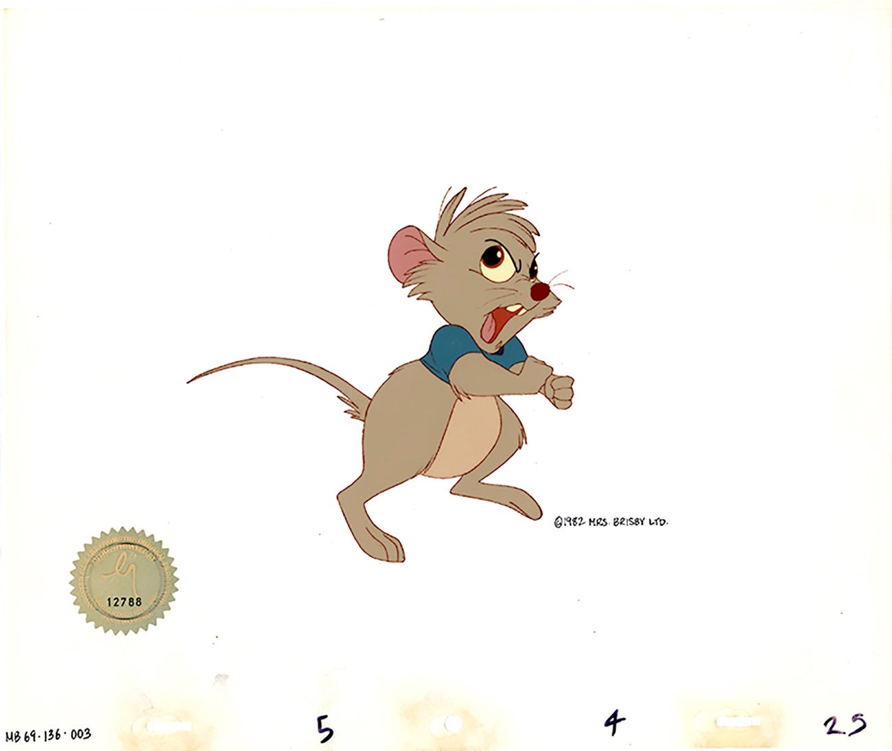 Don Bluth Secret of NIMH Martin 1982 Original Production Animation Cel Used to make the cartoon 136-003