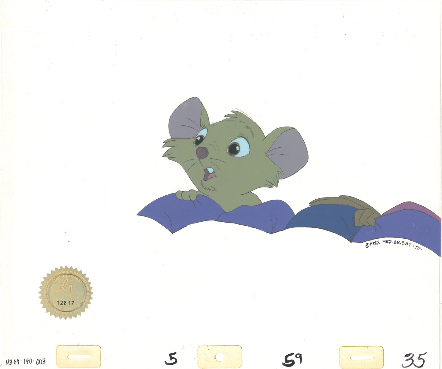 Don Bluth Secret of NIMH 1982 Original Production Animation Cel Used to make the cartoon 140-003