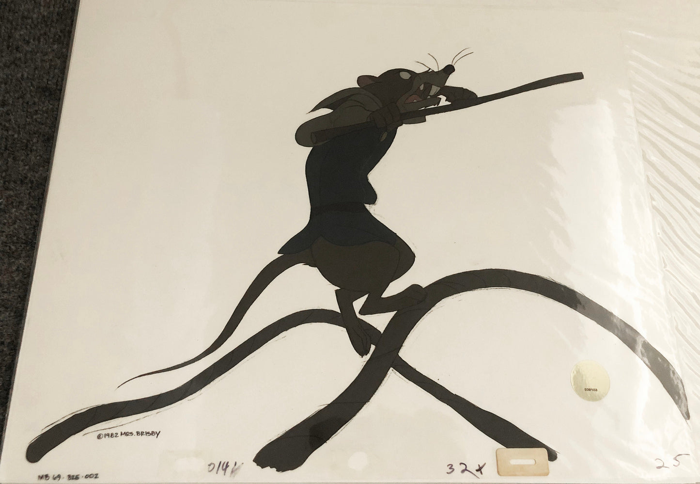 Don Bluth Secret of NIMH Justin 1982 Original Production Animation Cel Used to make the cartoon 325-002