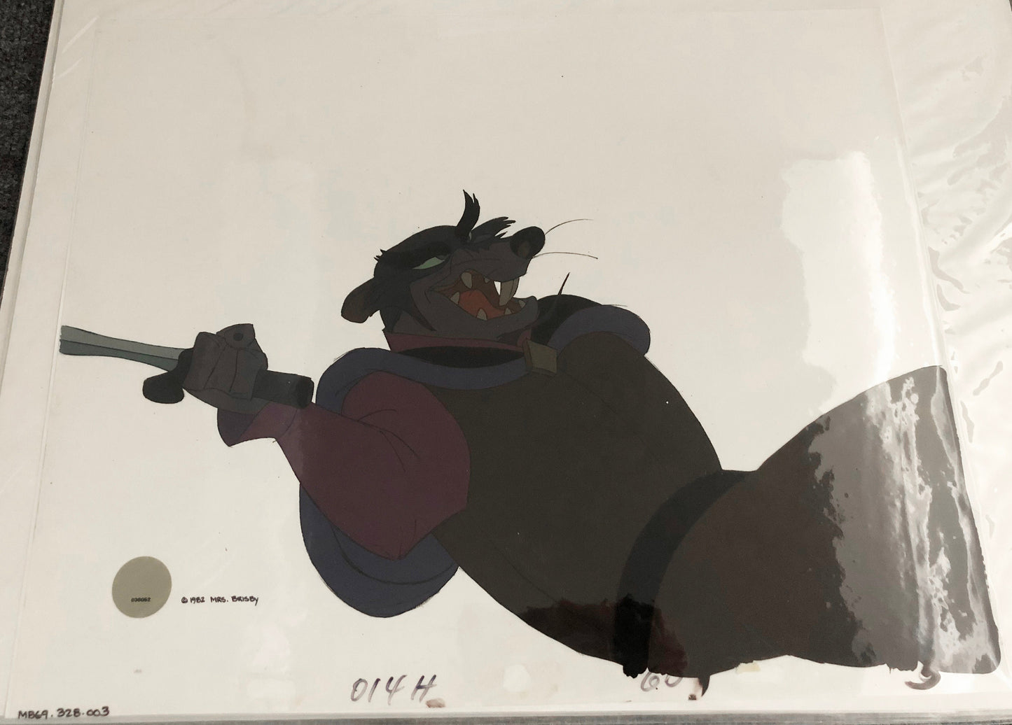Don Bluth Secret of NIMH Jenner 1982 Original Production Animation Cel Used to make the cartoon 328-003