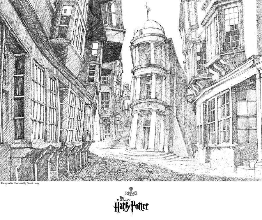 Harry Potter View of Diagon Alley Stuart Craig Warner Bros Giclee Print on Fine Art Paper Limited Edition of 50 ARTIST Proof Version