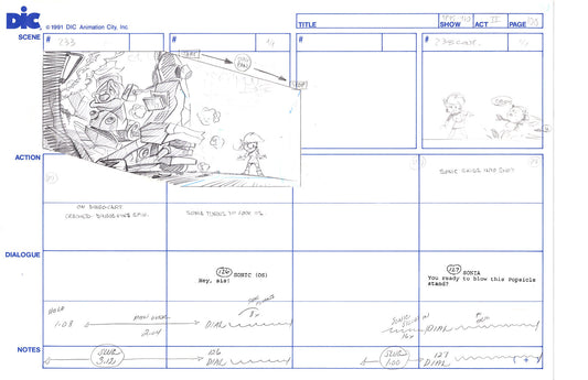 Sonic Underground Huge Hand-Drawn Production Storyboard 1999 from DIC Used to Make the Cartoon Pg 100