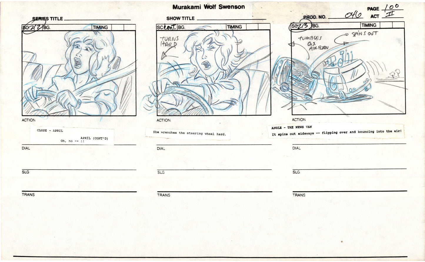 Teenage Mutant Ninja Turtles TMNT Original Production Animation Storyboard 1989 BB-100
