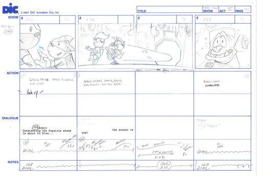 Sonic Underground Huge Hand-Drawn Production Storyboard 1999 from DIC Used to Make the Cartoon Pg 101