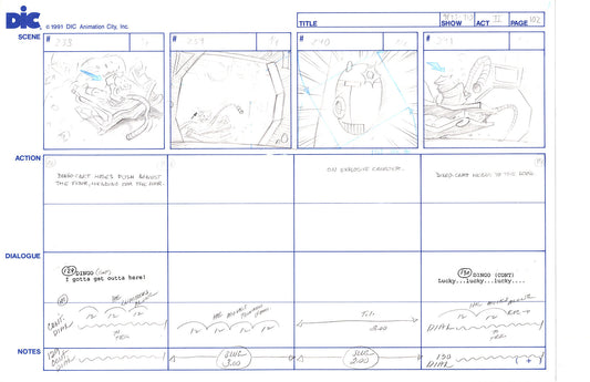 Sonic Underground Huge Hand-Drawn Production Storyboard 1999 from DIC Used to Make the Cartoon Pg 102