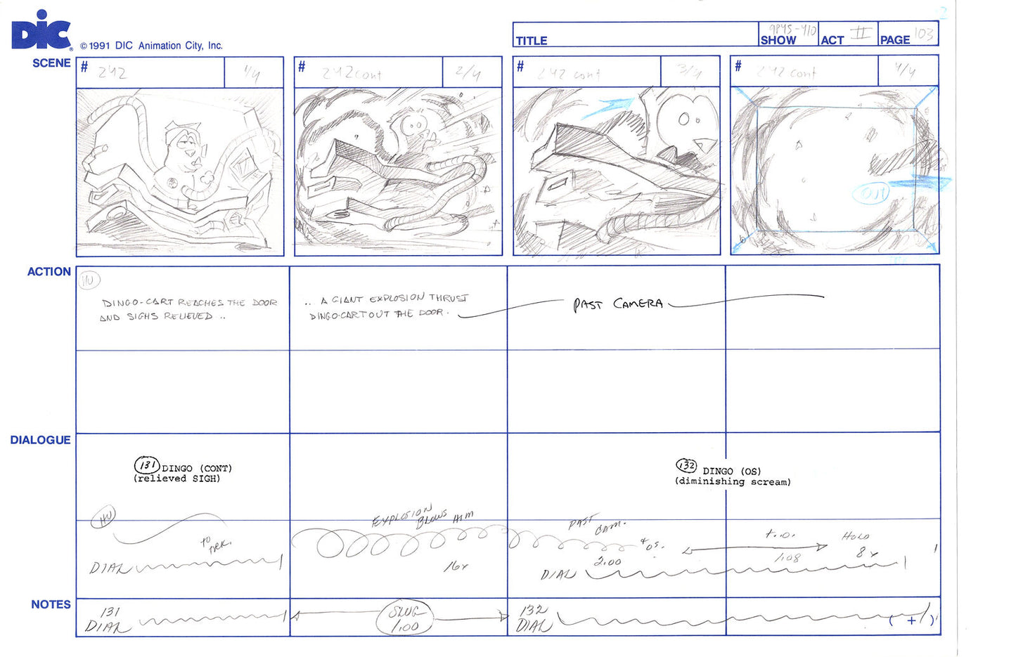 Sonic Underground Huge Hand-Drawn Production Storyboard 1999 from DIC Used to Make the Cartoon Pg 103