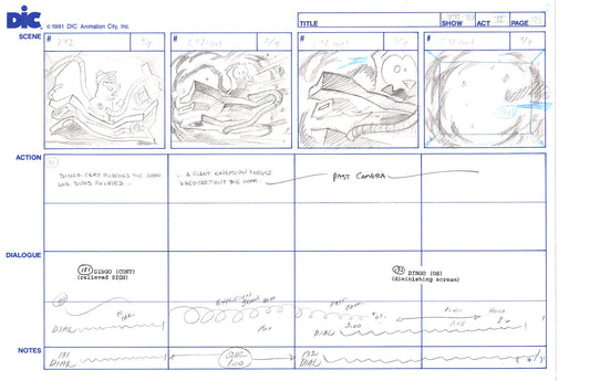 Sonic Underground Huge Hand-Drawn Production Storyboard 1999 from DIC Used to Make the Cartoon Pg 103