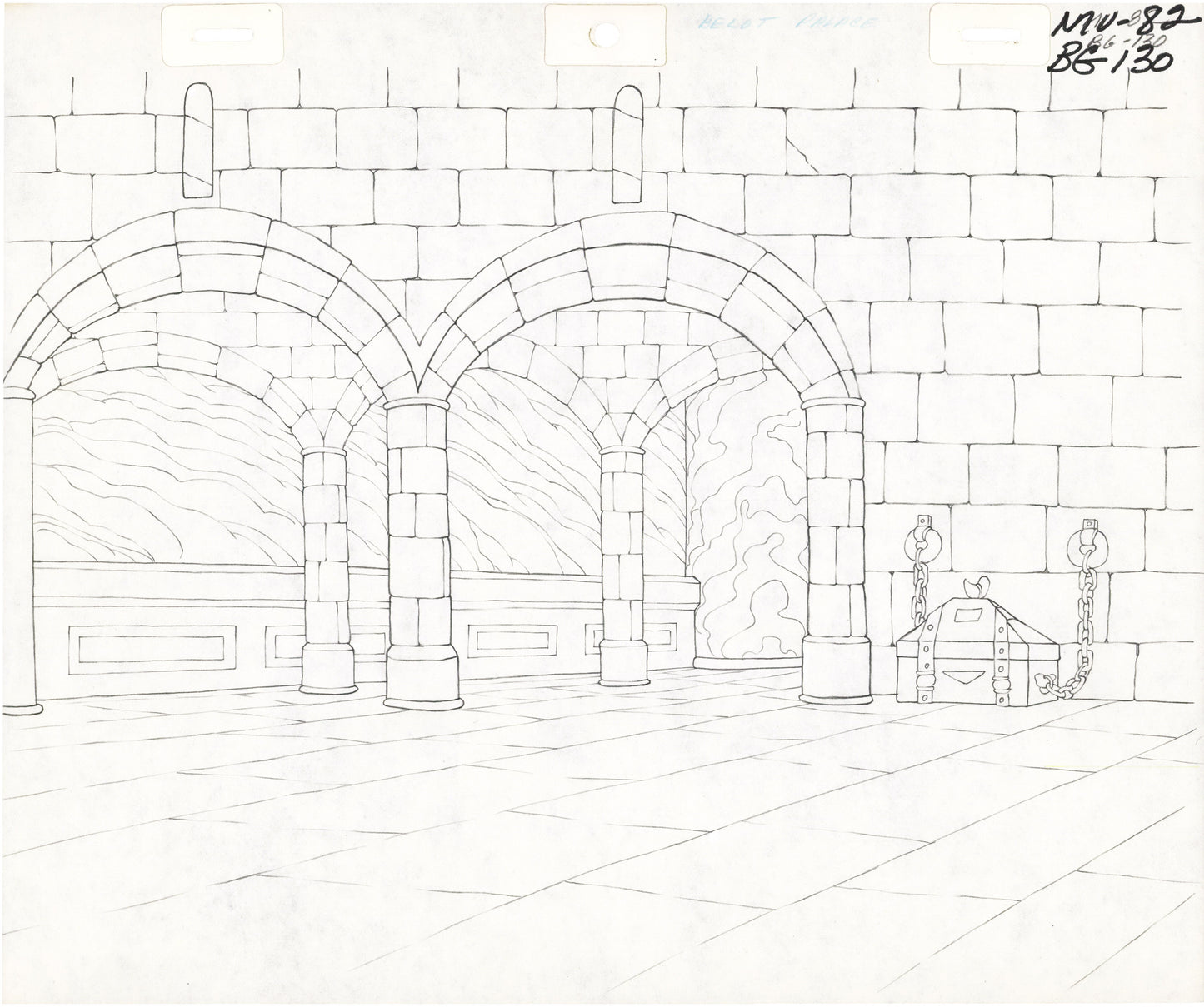 He-Man and the Masters of the Universe Animation Production Pencil Background Drawing For Cels Filmation 1980s A-10