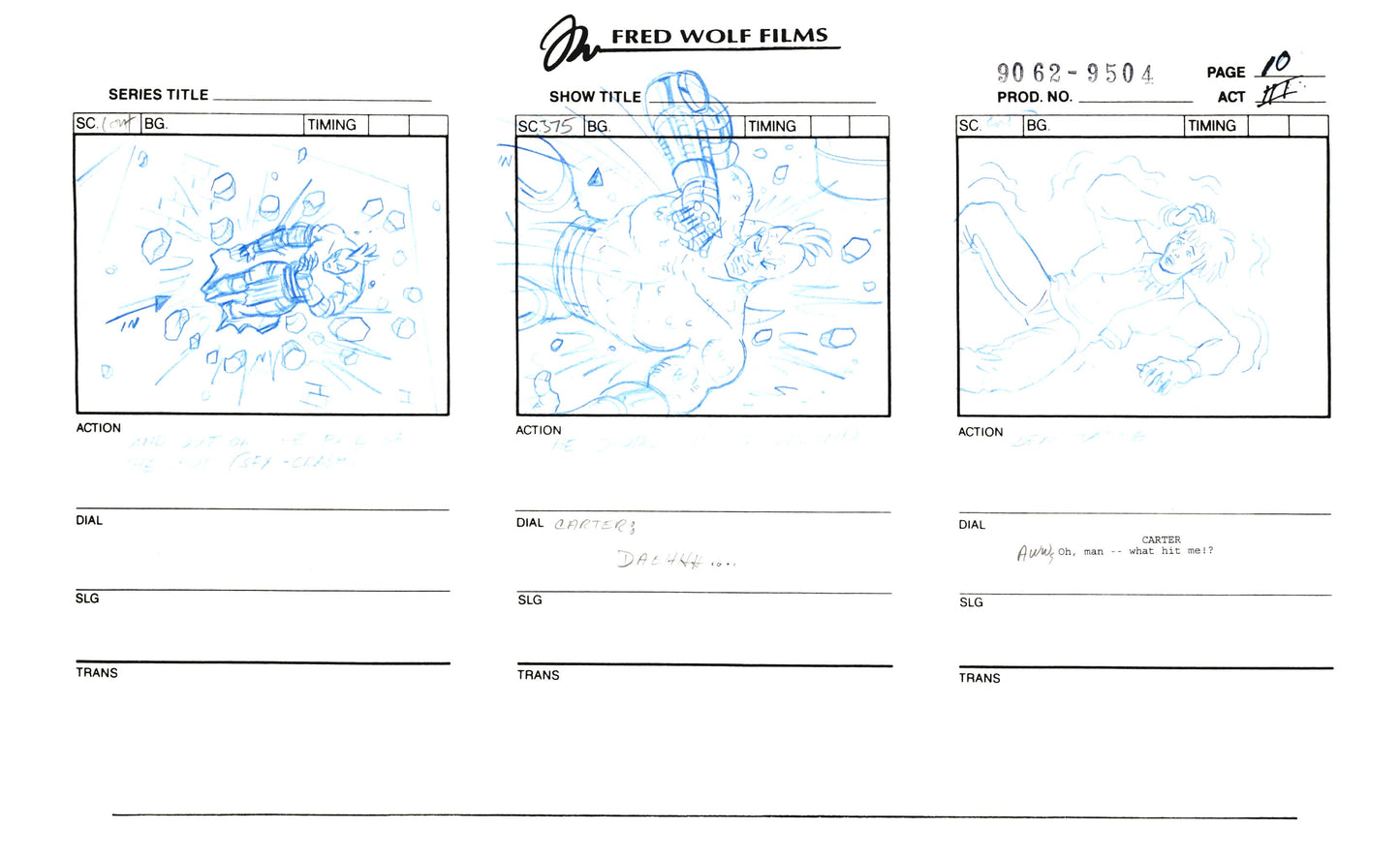 Teenage Mutant Ninja Turtles TMNT Original Production Animation Storyboard 1995 NM-10