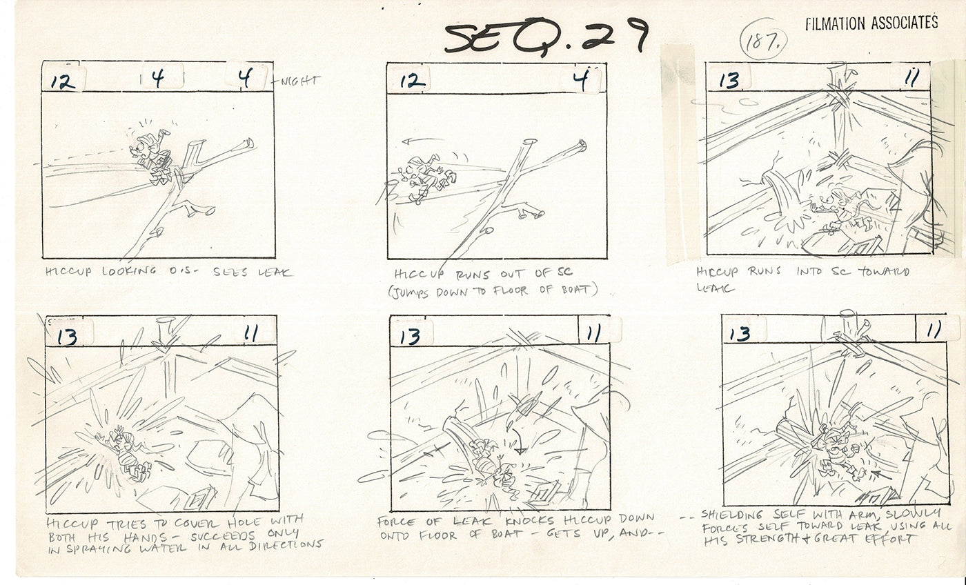 Treasure Island Storyboard Art Cartoon 2 Pages Stevenson Filmation WB 1973 D-09