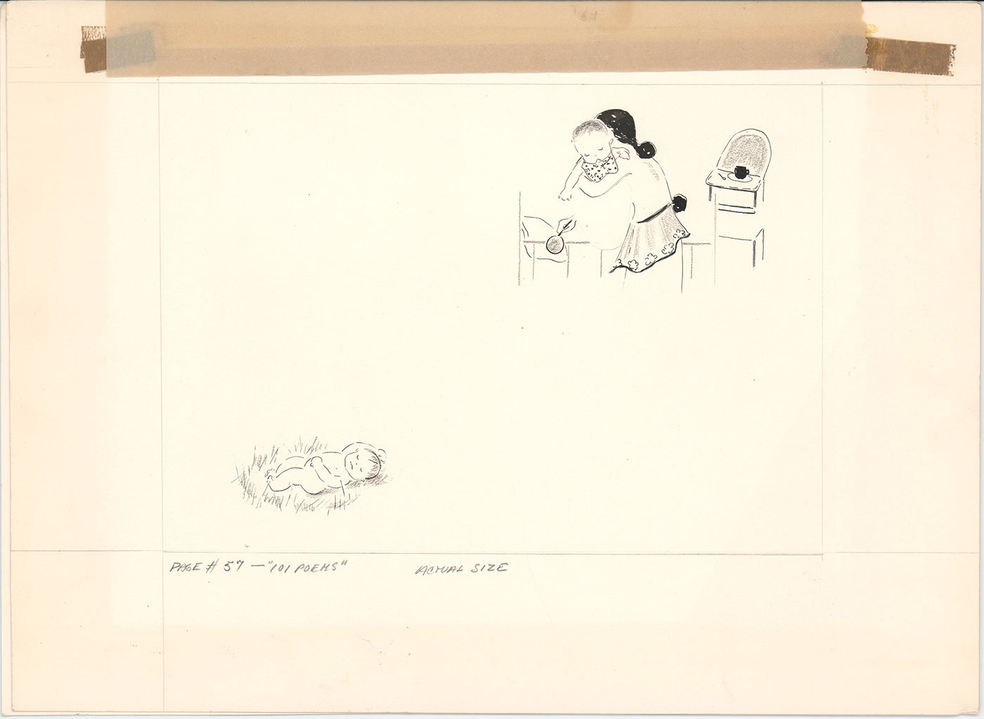 Illustration Book Page Original Drawing by Lowenheim c1978 Samuel Lowe T009