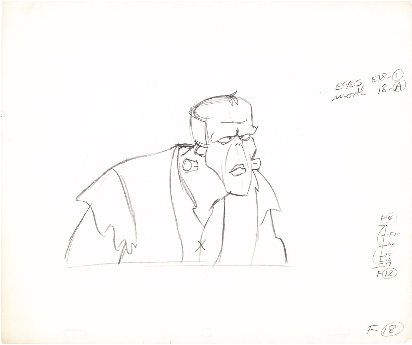 The Flintstones The Frankenstones Animation Art Cel Drawing from Hanna-Barbera 1980-1 B-10