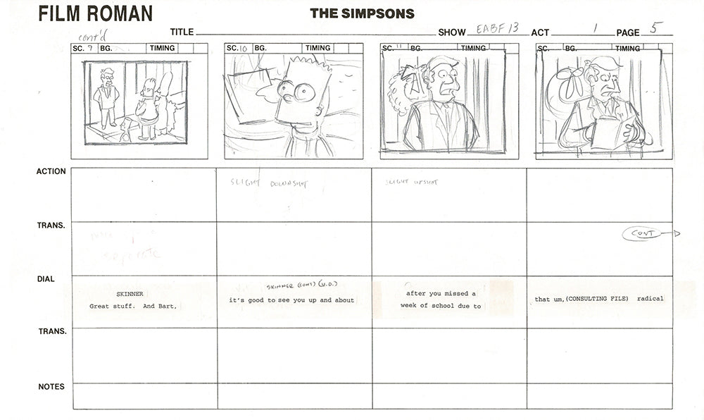The Simpsons Original Production Animation Storyboard 2003 Fox 11