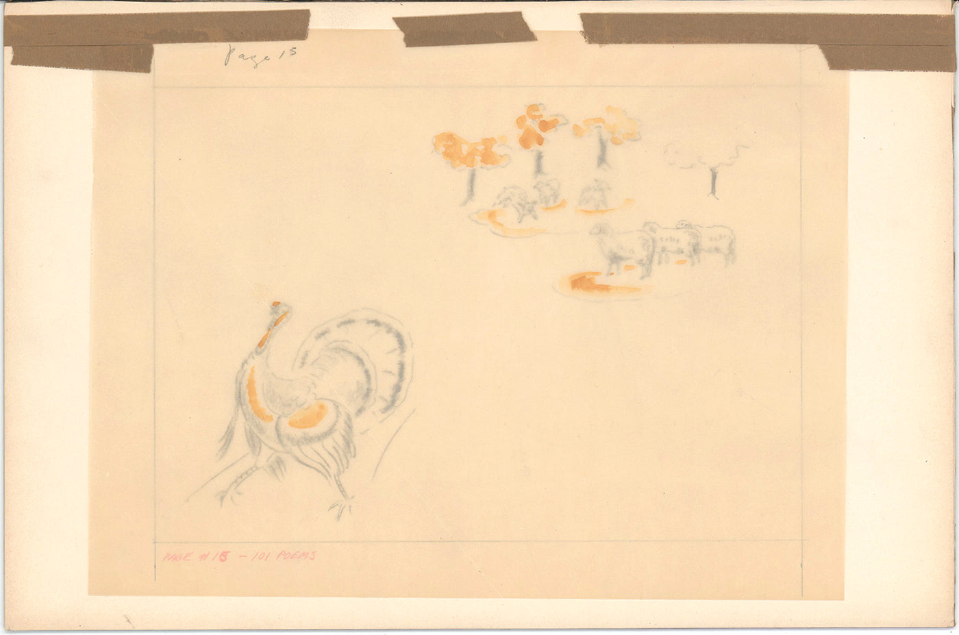 Illustration Book Page Original Drawing by Lowenheim c1978 Samuel Lowe H011