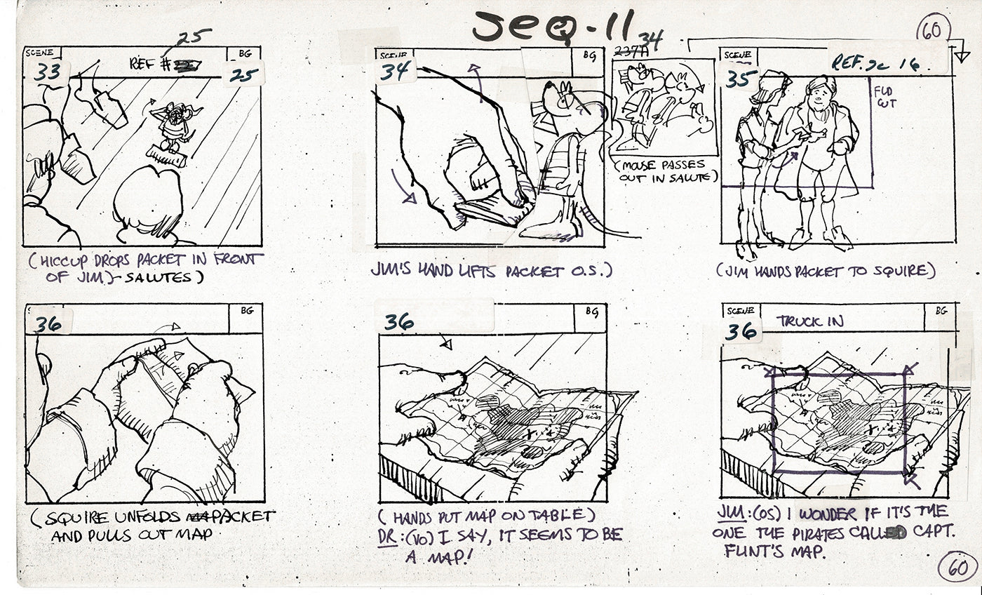 Treasure Island Storyboard Art Cartoon 2 Pages Stevenson Filmation WB 1973 B-11
