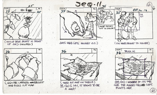 Treasure Island Storyboard Art Cartoon 2 Pages Stevenson Filmation WB 1973 B-11