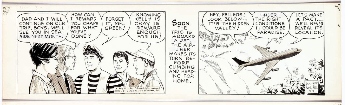 Sam Leff Davy Jones Orig Ink Daily Newspaper Comic Strip Art Signed 1966 CD11