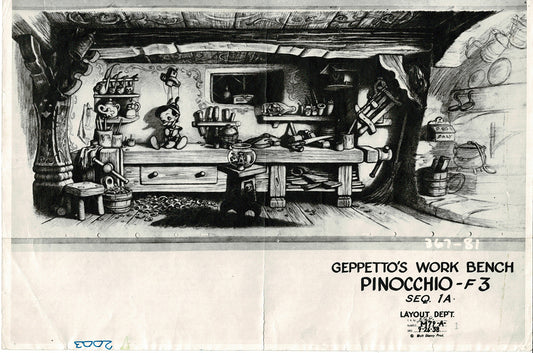 Pinocchio Walt Disney Litho Production Animation Model Sheet 1930s M11