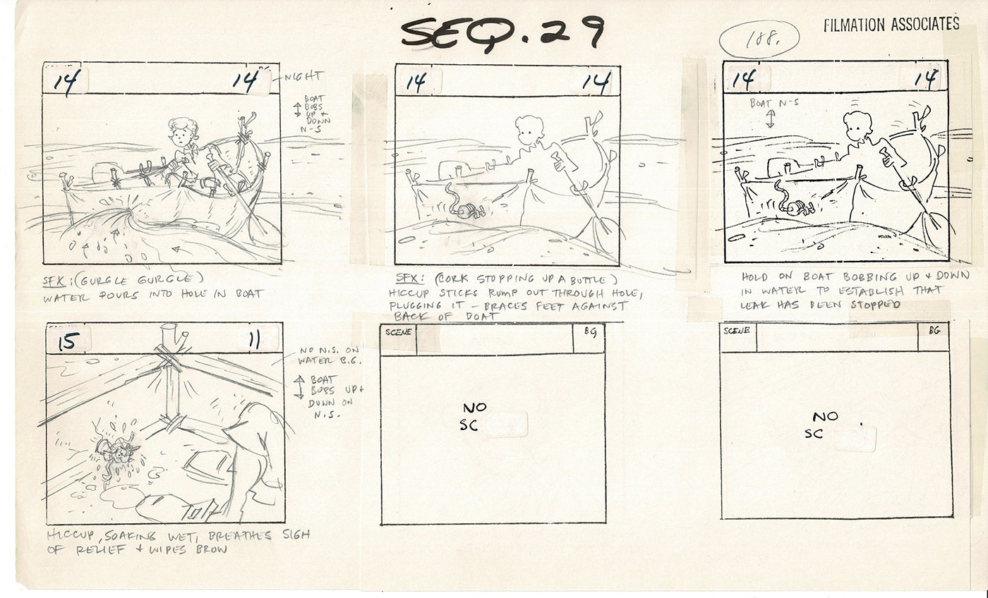 Treasure Island Storyboard Art Cartoon 2 Pages Stevenson Filmation WB 1973 D-11