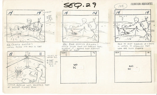 Treasure Island Storyboard Art Cartoon 2 Pages Stevenson Filmation WB 1973 D-11