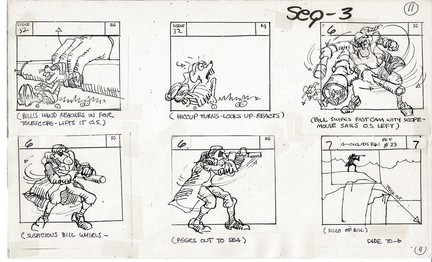 Treasure Island Storyboard Art Cartoon 2 Pages Stevenson Filmation WB 1973 A-11