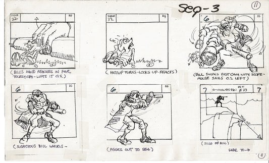 Treasure Island Storyboard Art Cartoon 2 Pages Stevenson Filmation WB 1973 A-11