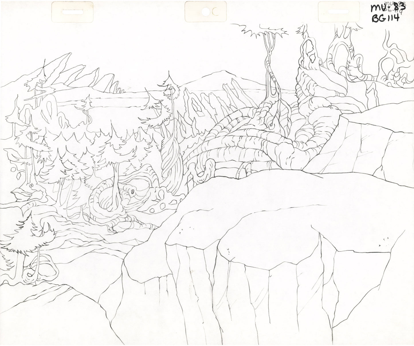 He-Man and the Masters of the Universe Animation Production Pencil Background Drawing For Cels Filmation 1980s A-11