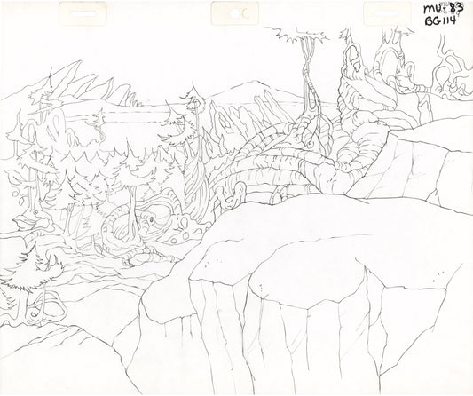 He-Man and the Masters of the Universe Animation Production Pencil Background Drawing For Cels Filmation 1980s A-11