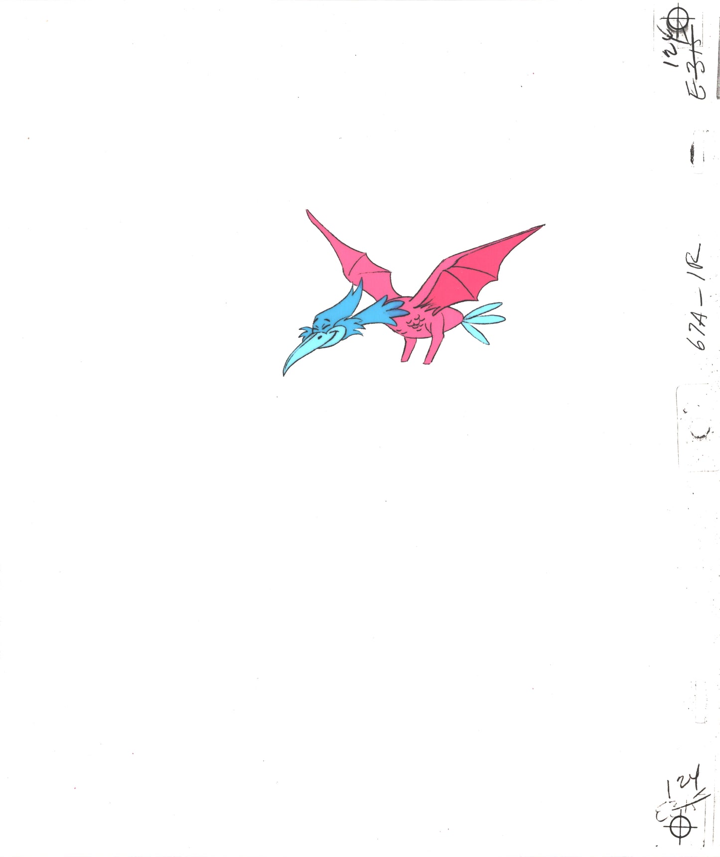 The FLINTSTONES Pterodactyl Production Animation Cel and Drawing Hanna-Barbera 124