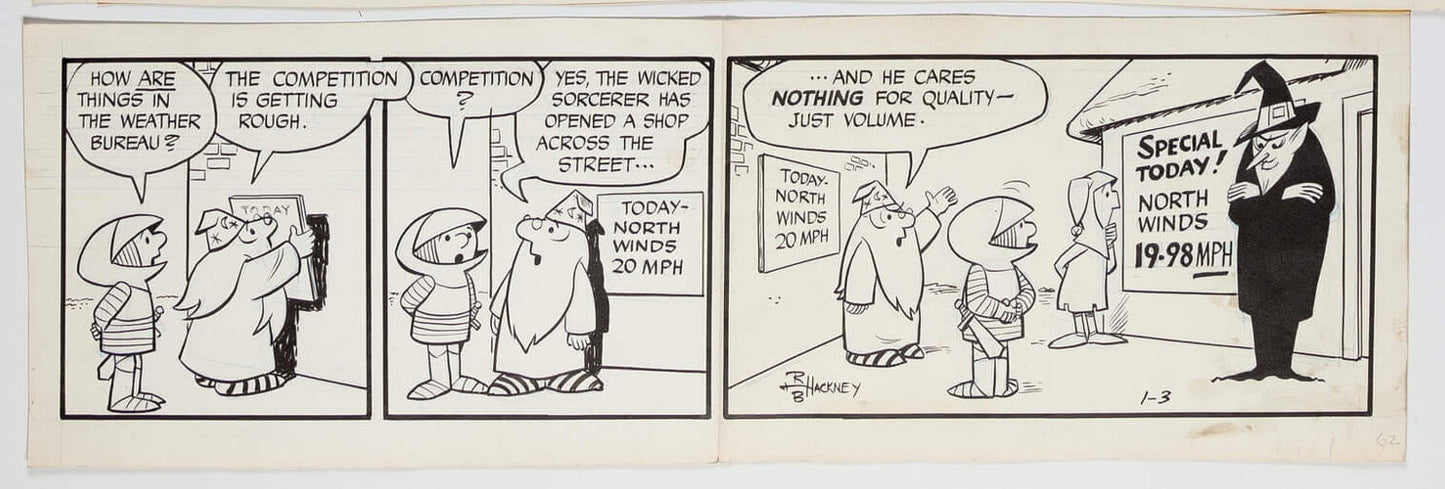 Sir Bagby Rick Hackney and Bill Hackney Original Ink Daily Comic Strip Art Signed BB12