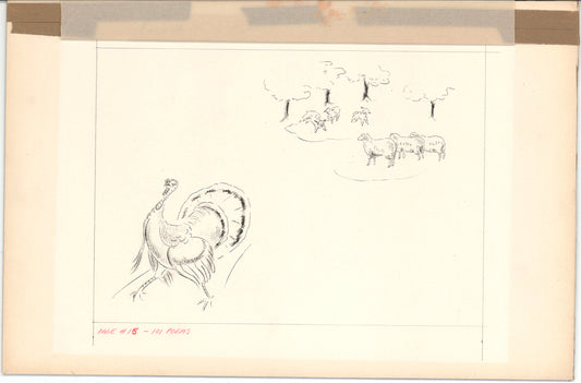 Illustration Book Page Original Drawing by Lowenheim c1978 Samuel Lowe H011