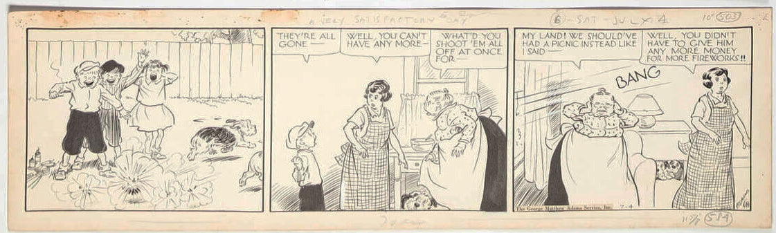 Cap Stubbs and Tippie Original Ink Daily Comic Strip Art Signed and Drawn by Edwina Dumm AM12