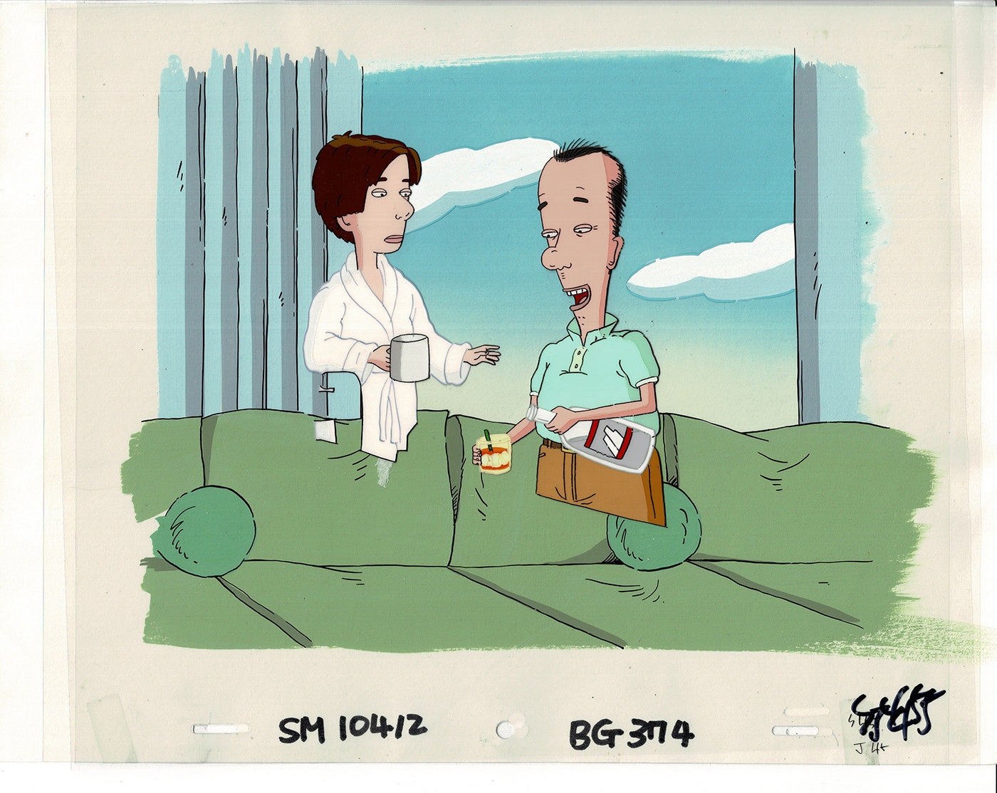 David Spade Production Cel and Drawing and OBG Background from Sammy Production TV Cartoon SNL Alum 2000 BB-12