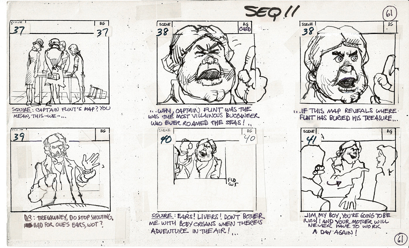 Treasure Island Storyboard Art Cartoon 2 Pages Stevenson Filmation WB 1973 B-11