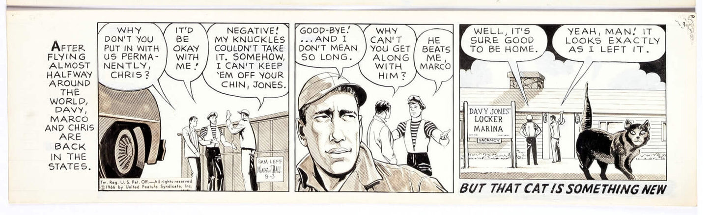 Sam Leff Davy Jones Orig Ink Daily Newspaper Comic Strip Art Signed 1966 CD12