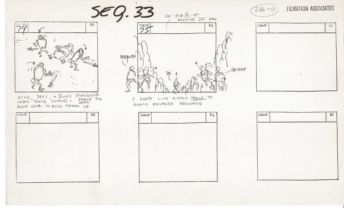 Treasure Island Storyboard Art Cartoon 2 Pages Stevenson Filmation WB 1973 E-13