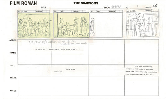 The Simpsons Original Production Animation Storyboard 2003 Fox 13