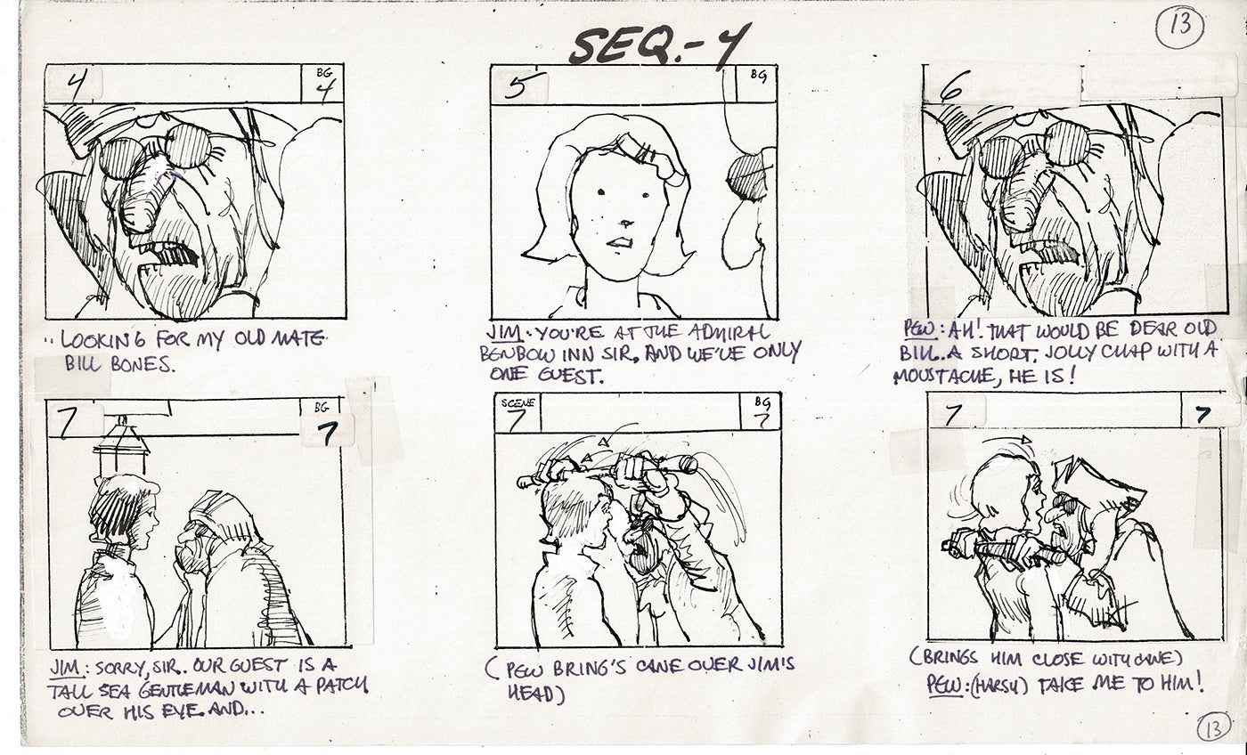 Treasure Island Storyboard Art Cartoon 2 Pages Stevenson Filmation WB 1973 A-13
