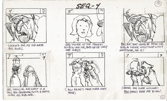 Treasure Island Storyboard Art Cartoon 2 Pages Stevenson Filmation WB 1973 A-13