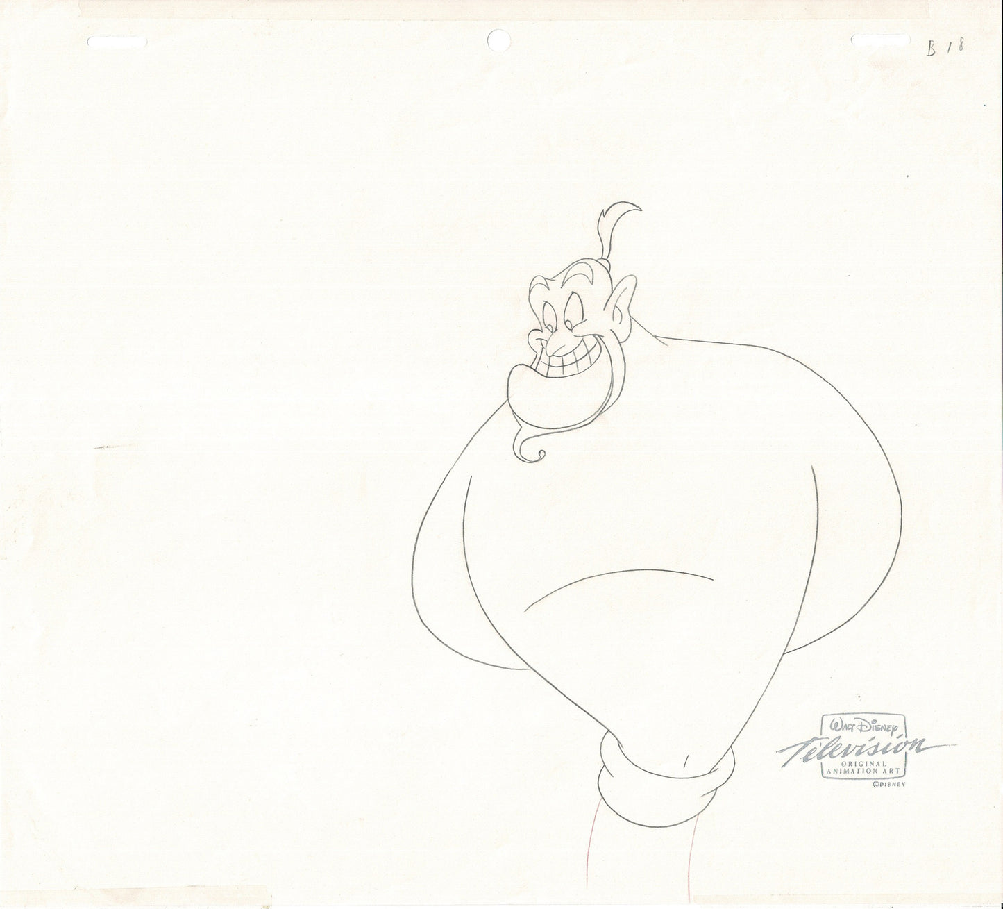 Aladdin Jasmine Genie Walt Disney Cartoon Production Animation Cel and Drawing from 1994 Return of Jafar Matted 13 C-A