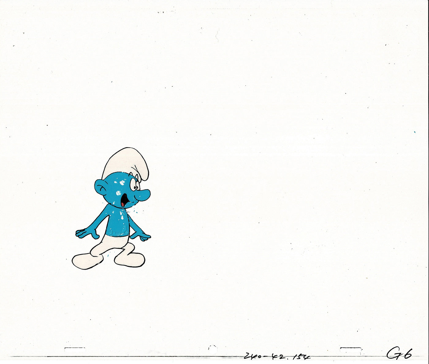 Smurfs Smurf PILOT Grouchy Production Animation Cel Hanna Barbera 1981 See Below P13